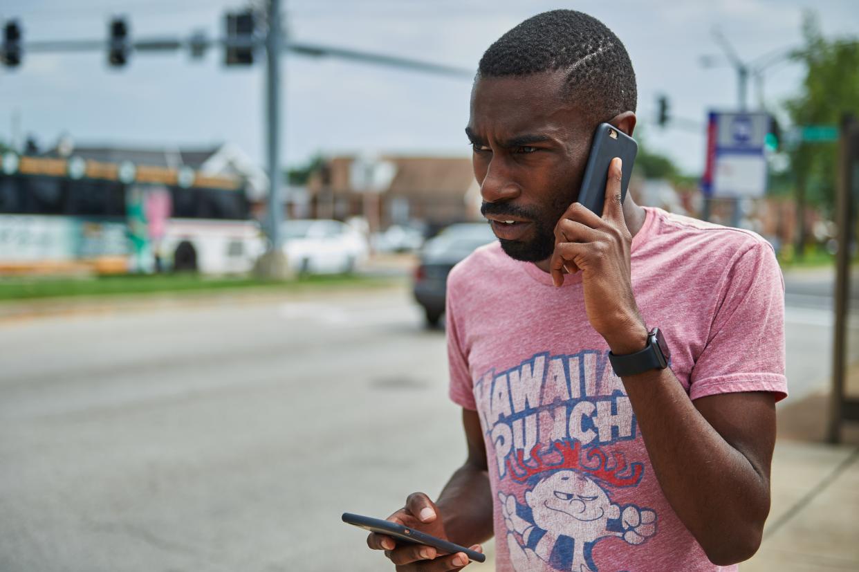 Deray McKesson, an avid protestor and frontline activist, is seen  in St. Louis, Missouri on August 7, 2015. McKesson is one of the most vocal activists since the Ferguson shooting of 18-year-old Michael Brown Jr. in August 2014. The seemingly endless stream of videos and stories showing brutal and outrageous behavior by police has forced the nation to acknowledge the reality of systemic racism, said DeRay Mckesson, an activist with We The Protesters who has nearly 200,000 Twitter followers. "So much of the work in the past year was focused on exposing and convincing and saying to people 'this is what happened' and 'this is what's wrong', 'believe me and listen'," he told AFP. AFP PHOTO / MICHAEL B. THOMAS        (Photo credit should read Michael B. Thomas/AFP via Getty Images)