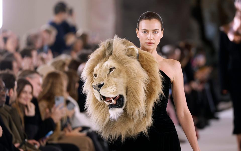 Irina Shaykhlislamova walks the runway during the Schiaparelli for the Spring Summer 2023 show as part of Paris Fashion Week