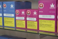 Cannabis products are shown inside a Cannabis NB retail store in Fredericton, New Brunswick, on Tuesday, Oct. 16, 2018. (Stephen MacGillivray/The Canadian Press via AP)