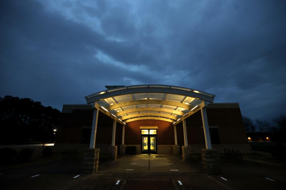 The sun rises Monday outside of Riverwood Elementary in Cordova as Shelby County Schools hold their first day on in-person learning since closing schools last March to safeguard staff and students from the COVID-19 pandemic. 