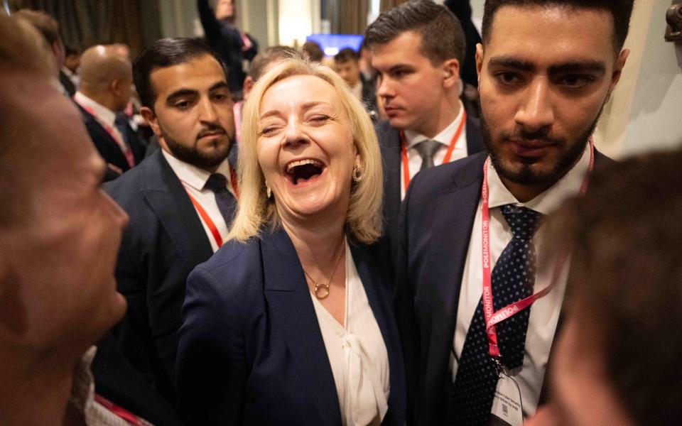 Liz Truss, the former prime minister, is pictured during day two of Conservative Party conference in Manchester