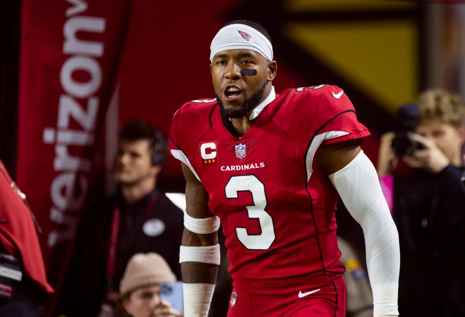 Arizona Cardinals safety Budda Baker, during a Dec 12, 2022 game against the New England Patriots.