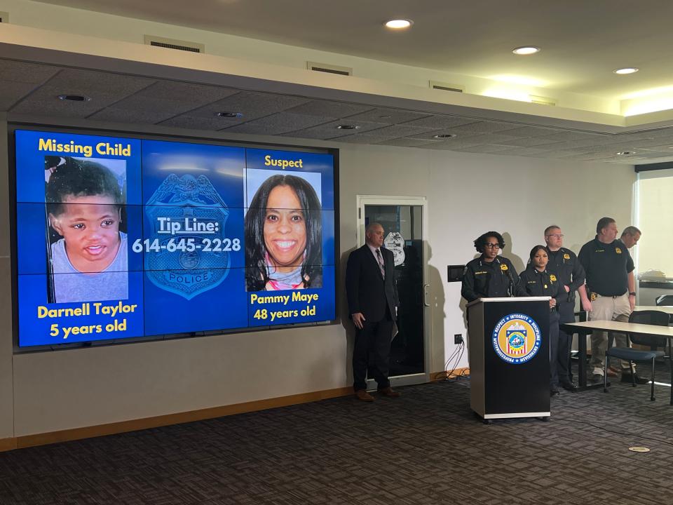 Columbus Police Chief Elaine R. Bryant addresses the media at Columbus police headquarters Wednesday morning during a press conference about Darnell Taylor, a missing 5-year-old Columbus boy who is believed to been taken by his foster mother, Pammy Maye, on Feb. 14, 2024. Law enforcement issued an AMBER Alert about Taylor.