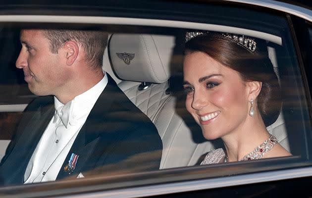 Kate was pictured arriving with Wills. Photo: Getty