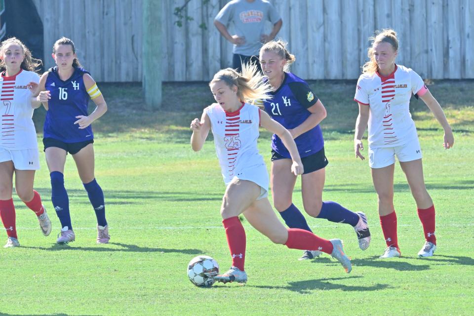 Flagler women's soccer defeated Young Harris 2-1 in double overtime to advance in the Peach Belt conference tournament.