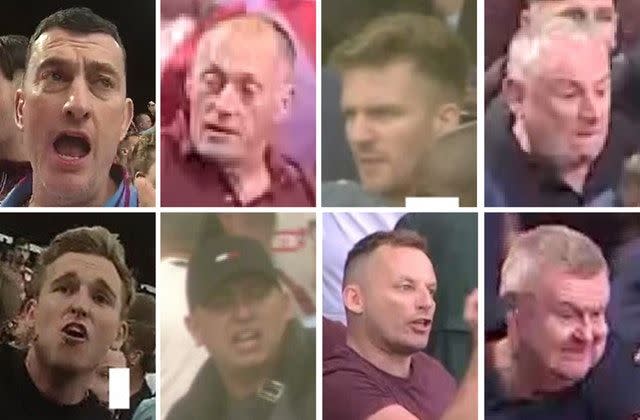 Police want to identify these eight Aston Villa fans (Picture: PA/MEt Police)