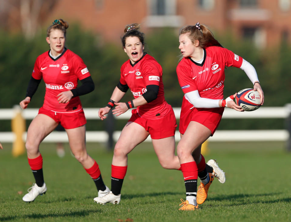 Zoe Harrison in action for Saracens / Credit: Matt Impey, Wired Photos