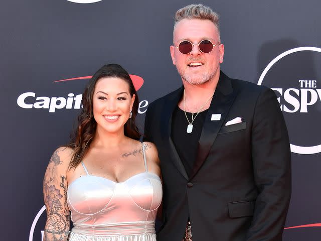 <p>ABC/Getty</p> Pat McAfee attends the 2023 ESPYS with his wife, Samantha McAfee, in July 2023.
