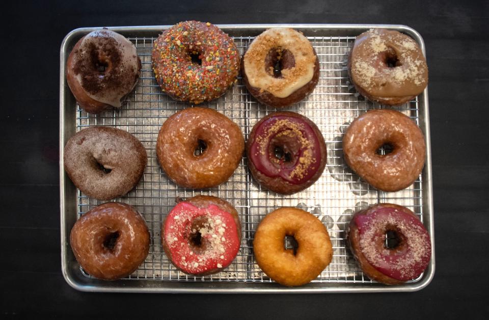 Donuts sit on the counter inside Aki Kamozawa and Alex Talbot's soon-to-open donut shop Curiosity Doughnuts in Doylestown on Wednesday, Jan. 25, 2023.