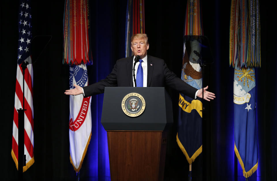 Trump speaks during the missile defense announcement on Jan. 17, 2019. (Photo: Martin H. Simon/Pool/Getty Images)