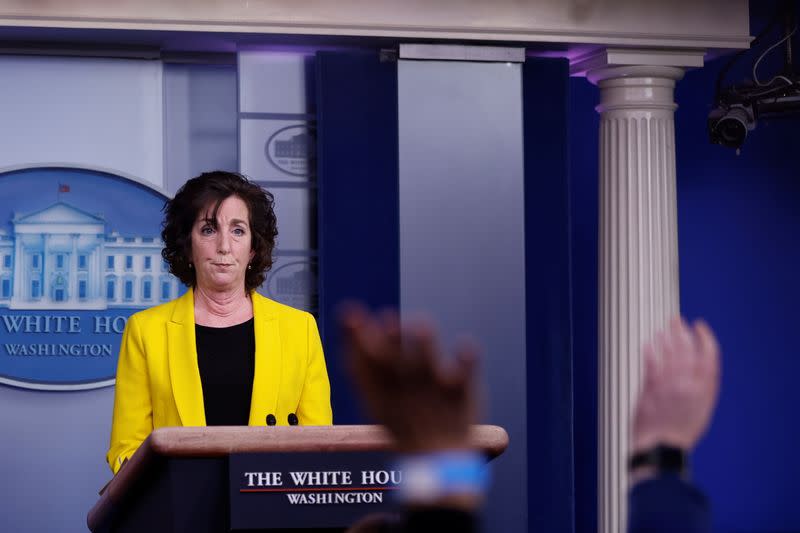 White House Press Secretary Jen Psaki holds a press briefing at the White House in Washington