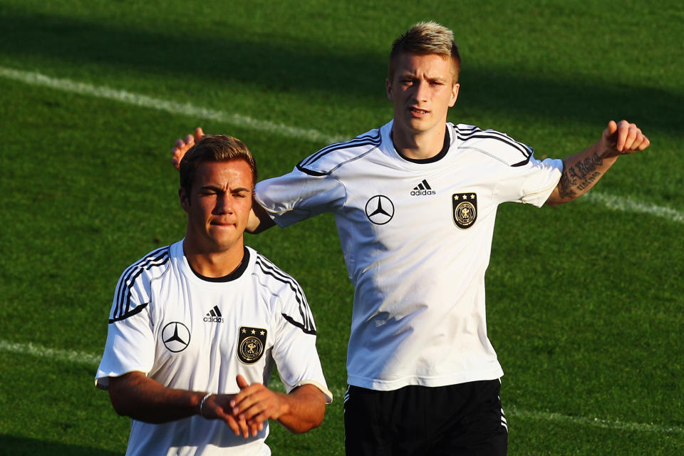 Marco Reus y Mario Götze durante un entrenamiento de Alemania en 2011. (Foto: Alex Grimm/Bongarts/Getty Images)