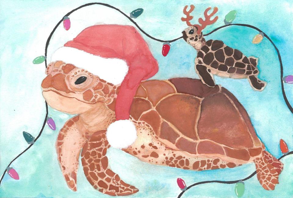 A winning entry in the 2022 Superintendent’s Greeting Card Contest. Abigail Lopez, a ninth-grader at John I. Leonard High School, created the entry with help from art teacher Natasha Van der Kamp.