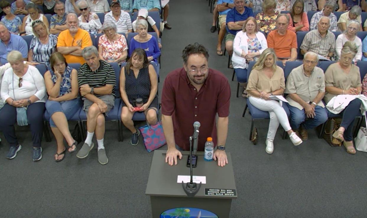 Edgewater resident Anthony Kianvar, speaking at Monday's City Council meeting, alleges the city's 20-year-old mayor had attempted to use a fake ID to buy alcohol at a Port Orange restaurant on June 5.