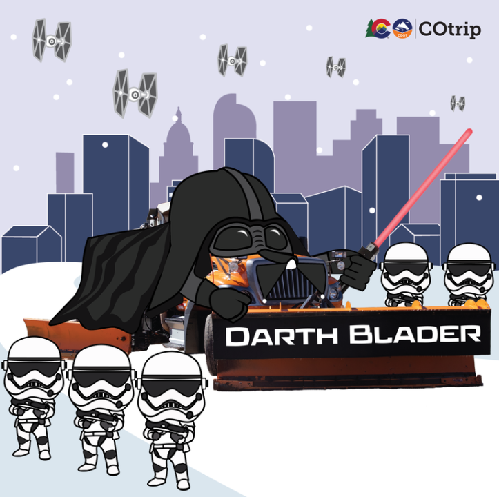 Named snow plow, "Darth Blader"