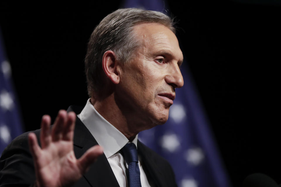 Former Starbucks CEO Howard Schultz speaks at Purdue University on Thursday. (Photo: Michael Conroy/AP)