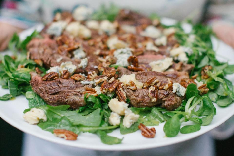 Steak salad with blue cheese and pecans: Clodagh Mckenna