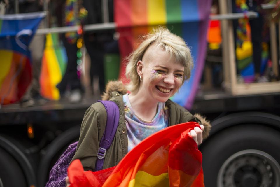 woman celebrating pride