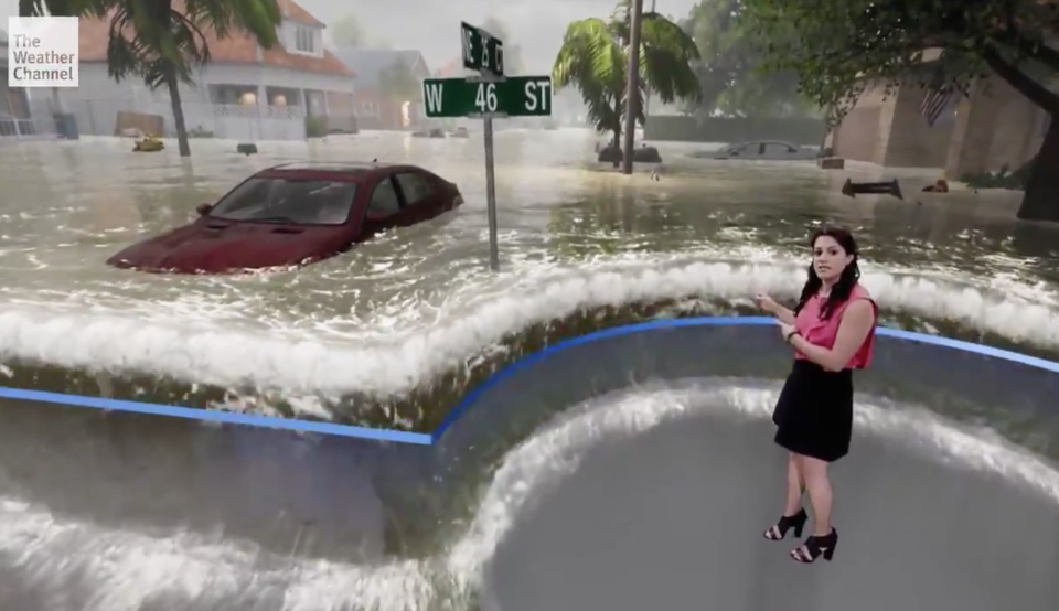 <em>Terrifying – people have praised the simulation as terrifying but a good way of illustrating how high water levels could rise (Picture: The Weather Channel)</em>