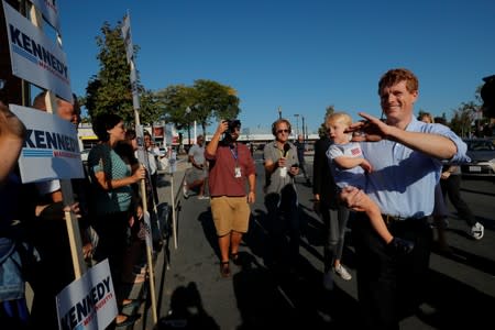 U.S. Rep. Kennedy III arrives to announce his candidacy for the U.S. Senate in Boston