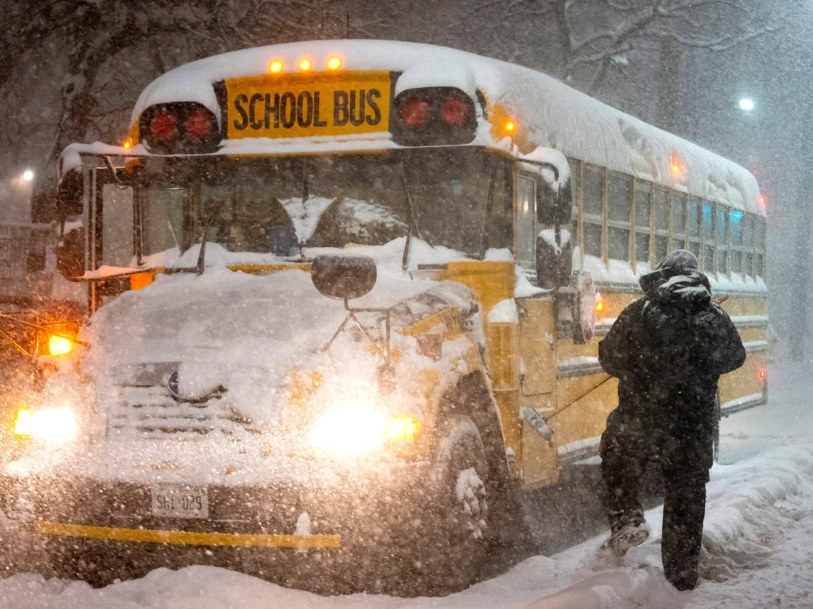 Schools in the Eastern Townships and other regions of Quebec have closed schools because of freezing rain and snow. (Frank Gunn/The Canadian Press - image credit)