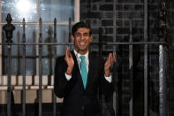 Chancellor Rishi Sunak outside 10 Downing Street, London, joining in with a national applause for the NHS to show appreciation for all NHS workers who are helping to fight the Coronavirus. (Photo by Aaron Chown/PA Images via Getty Images)