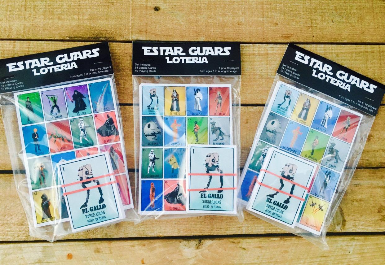 What a rare combination - Loteria and Star Wars characters. Great stocking stuffer from Chuco Relic.
