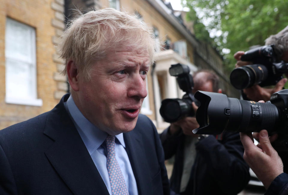 Conservative Party leadership candidate Boris Johnson leaves his home in London, Britain June 12, 2019. REUTERS/Hannah McKay