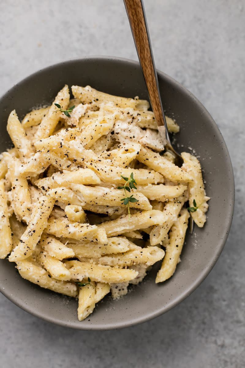 <p>Penne all day.</p><p>Get the <a href="https://www.delish.com/uk/cooking/recipes/a28996537/creamy-garlic-chicken-penne-recipe/" rel="nofollow noopener" target="_blank" data-ylk="slk:Creamy Garlic Chicken Penne;elm:context_link;itc:0;sec:content-canvas" class="link ">Creamy Garlic Chicken Penne</a> recipe.</p>