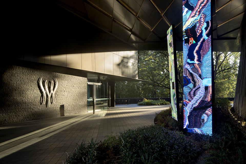 The art installation at the entrance of the Serena Williams Building at Nike’s world headquarters. - Credit: Jeremy Bitterman/Courtesy of Nike