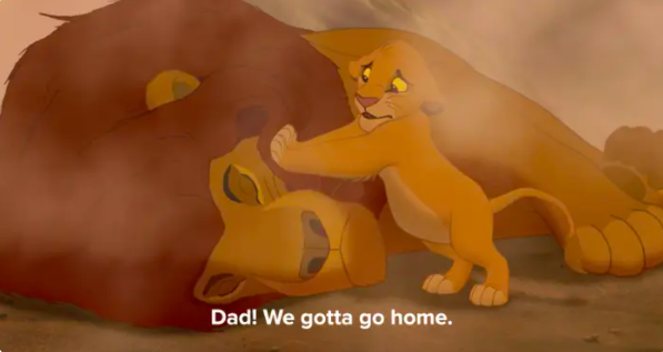 Simba finds Mufasa's lifeless body after the stampede