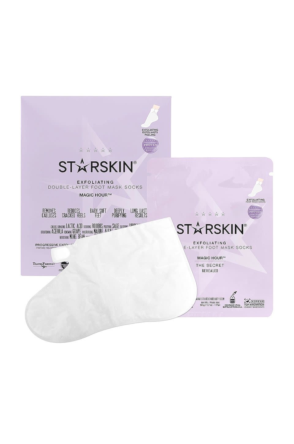 <p><strong>STARSKIN</strong></p><p>revolve.com</p><p><strong>$16.00</strong></p><p><a href="https://go.redirectingat.com?id=74968X1596630&url=https%3A%2F%2Fwww.revolve.com%2Fdp%2FSSKI-WU12%2F&sref=https%3A%2F%2Fwww.townandcountrymag.com%2Fstyle%2Fbeauty-products%2Fg36039085%2Fbest-foot-peels%2F" rel="nofollow noopener" target="_blank" data-ylk="slk:Shop Now;elm:context_link;itc:0;sec:content-canvas" class="link ">Shop Now</a></p><p>An exfoliating mask that's true to its name. Thanks to lactic acid and a unique proprietary blend of 35 botanical ingredients—including soothing Rooibos, softening Soybean, and brightening Acerola—these serum-packed boots pack a major punch by removing calluses, reducing cracked heels, and deeply conditioning to reveal refined and rejuvenated feet that you'll want to show off to everyone.</p>