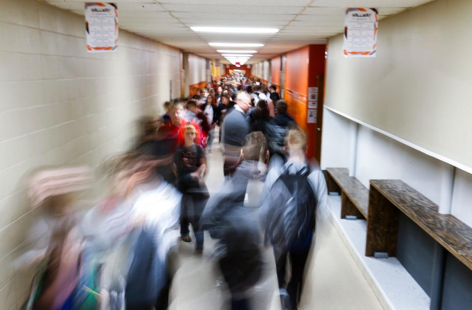 A photo of the Republic Middle School hallways from January 2019. Republic has one of the largest middle schools in Missouri.