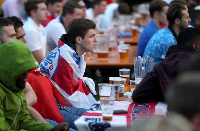 Fans watching England v Denmark