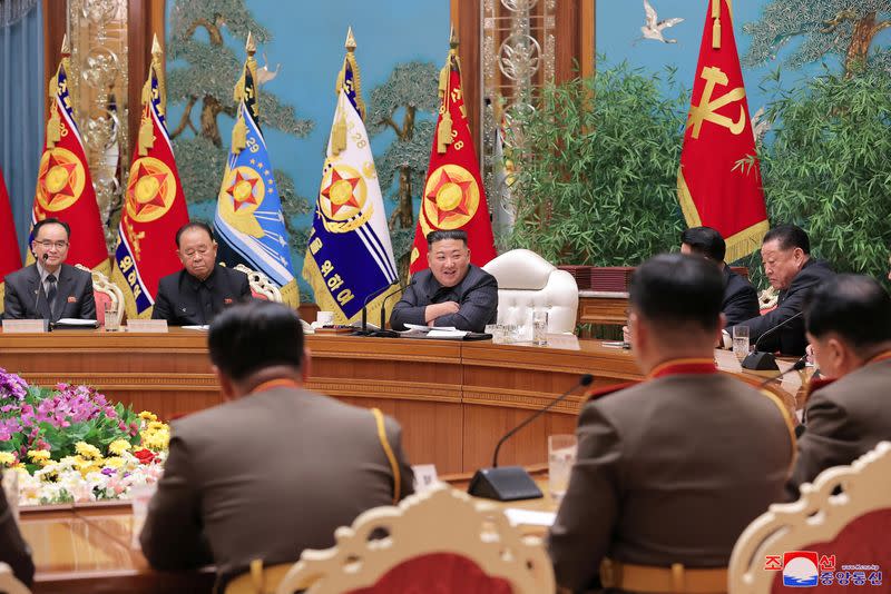 North Korean leader Kim Jong Un presides over a military meeting