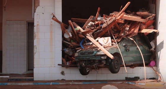 A view of devastation after floods caused by Storm Daniel ravaged the region, in Derna on Sept. 11.<span class="copyright">Handout/Anadolu Agency/Getty Images</span>