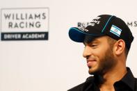 Israeli racing driver Roy Nissany holds a news conference after signing with British Formula One motor racing team Williams in Tel Aviv