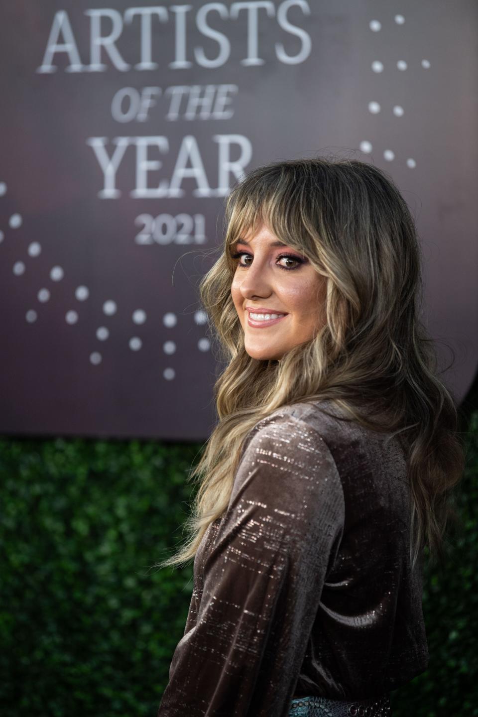 Lainey Wilson pose during the CMT Red Carpet event at Schermerhorn Symphony Center in Nashville, Tenn., Wednesday, Oct. 13, 2021. 