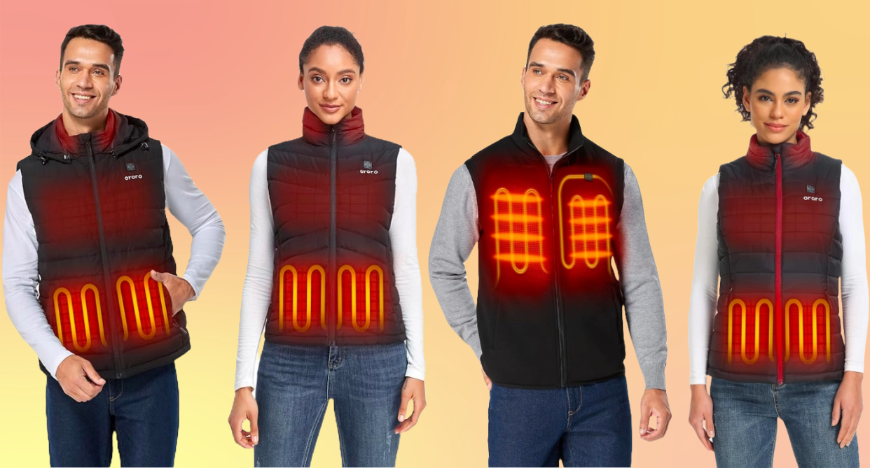 These popular heated vests have thousands of five-star reviews - and they're on major sale for Boxing Week. Photos via Amazon.