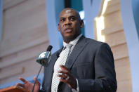 Mel Tucker, Michigan State's new football coach, speaks at a news conference Wednesday, Feb. 12, 2020, in East Lansing, Mich. (AP Photo/Al Goldis)