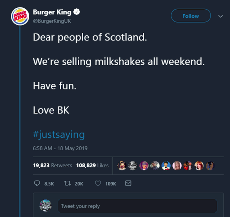 The Burger King tweet was deemed irresponsible (PA)