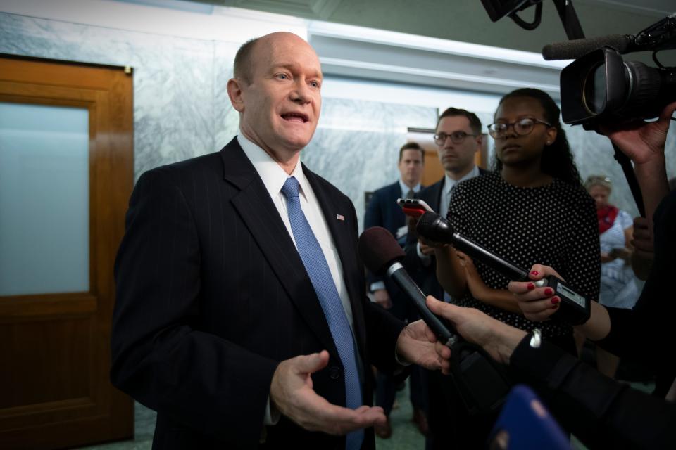 Sen. Chris Coons, D-Delaware, speaks on Capitol Hill on June 12, 2018.