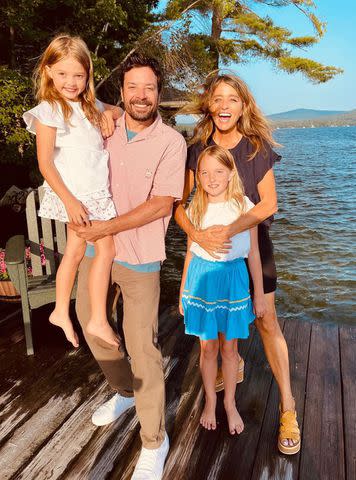 <p>Jimmy Fallon/Instagram</p> Jimmy Fallon and his wife Nancy Juvonen with their daughters Frances and Winnie.