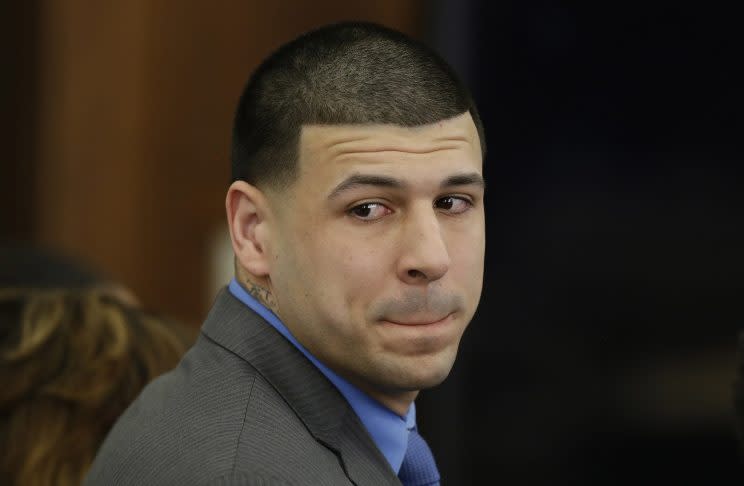 Aaron Hernandez during a court appearance on April 14. (AP)