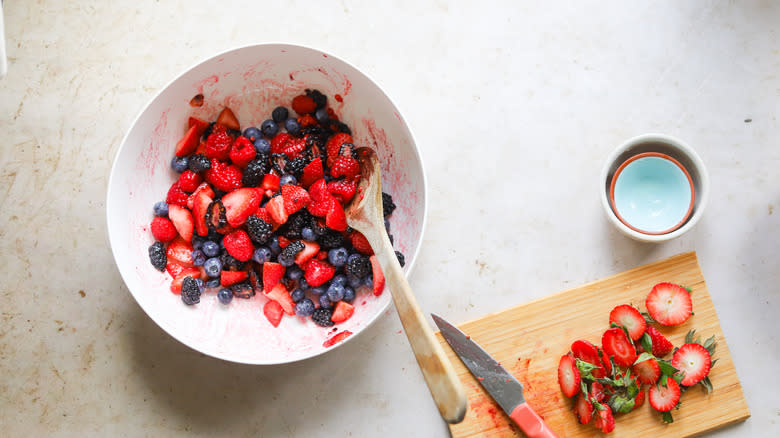 Bowl of macerated summer berries