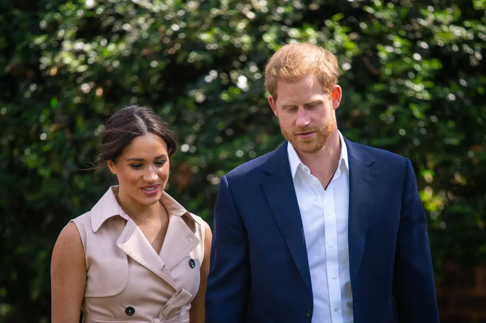 The Duke and Duchess of Sussex attend a creative industries and business reception at the British High Commissioner's residence in Johannesburg, South Africa, on day 10 of their tour of Africa. PA Photo. Picture date: Monday September 23, 2019. See PA story ROYAL Tour. Photo credit should read: Dominic Lipinski/PA Wire