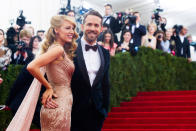 Blake Lively and Ryan Reynolds attend The Metropolitan Museum of Art's Costume Institute benefit gala celebrating "Charles James: Beyond Fashion" on Monday, May 5, 2014, in New York. (Photo by Charles Sykes/Invision/AP)