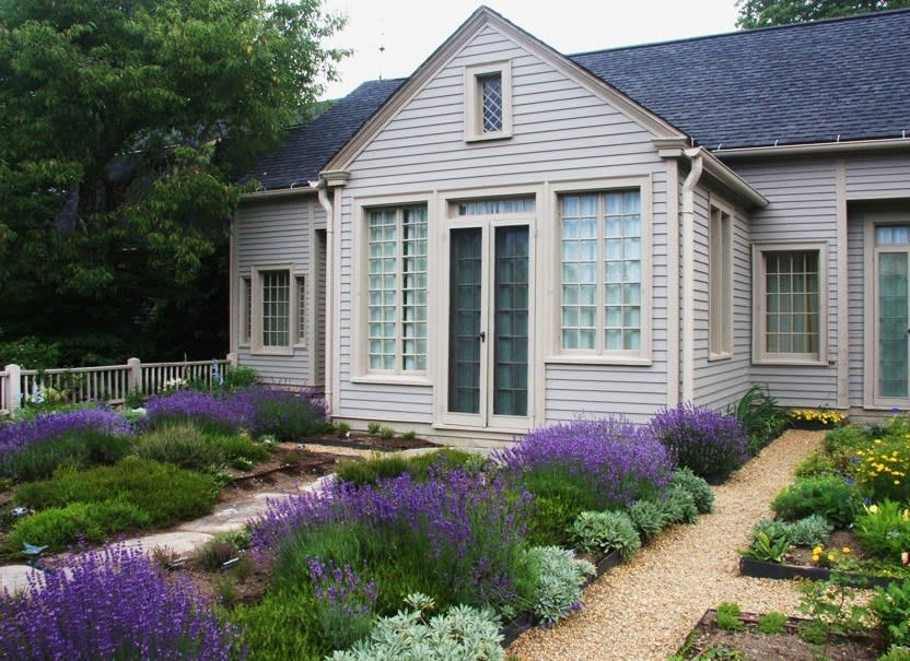 This July 2011 photo provided by the Beatrix Farrand Society shows the restored terrace garden at Garland Farm in Bar Harbor, Maine, where Farrand, a renowned landscape designer, lived and designed her last gardens. Farrand is connected to several gardens in the area, including a private garden designed for Abby Aldrich Rockefeller that's open to the public just a few days a year. (AP Photo/Beatrix Farrand Society)