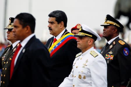 Venezuelan President Nicolas Maduro attends a ceremony, after his swearing-in for a second presidential term, at Fuerte Tiuna military base in Caracas, Venezuela January 10, 2019. REUTERS/Adriana Loureiro