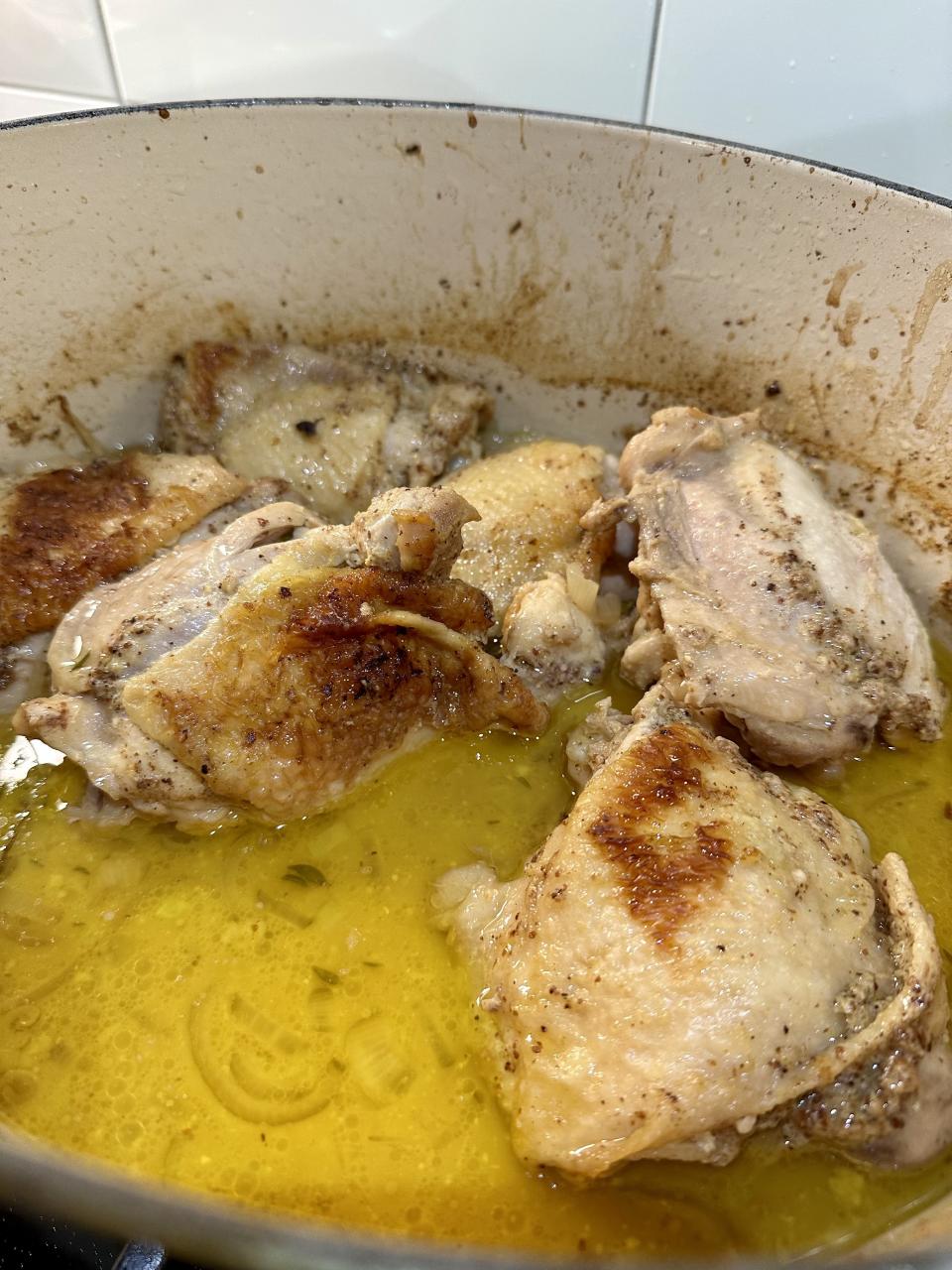 mustard chicken in a dutch oven